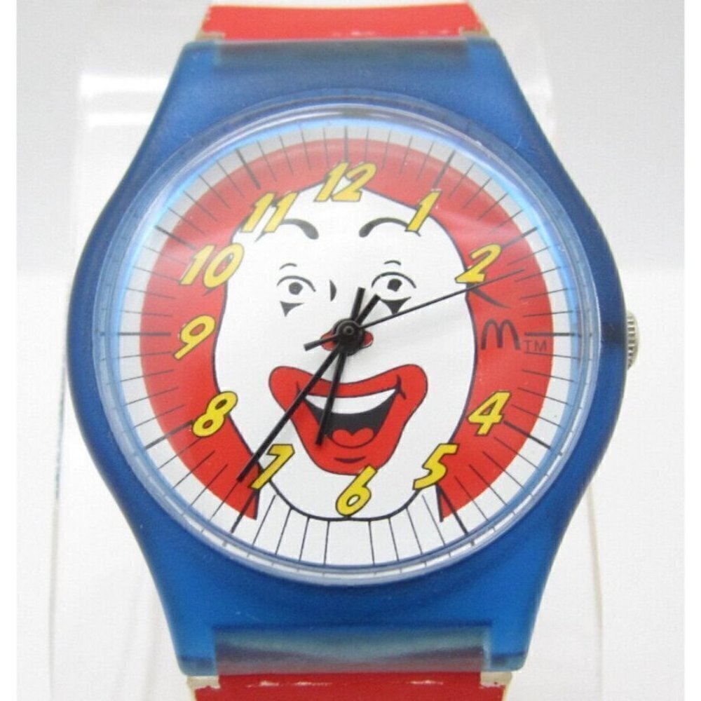 Vtg Men Ronald McDonald Quartz‎ WR Analog 35mm Dial Causal Round Watch (G330)
